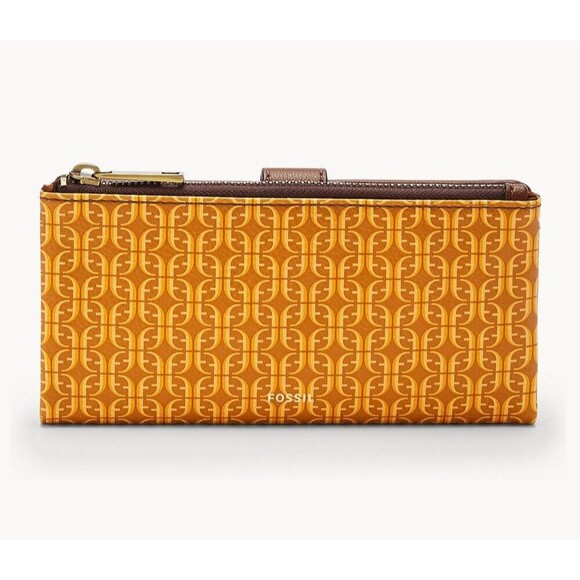 New Fossil Lainie Tab Clutch Wallet Mustard - Picture 2 of 3